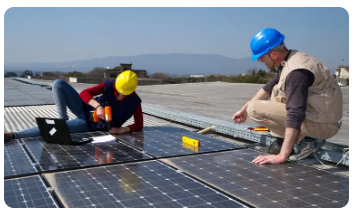 Solar Panels Need Maintenance that is why couple of professionals working on maintenance