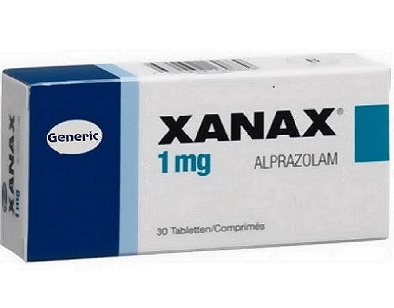 Xanax medication tablets for anxiety and panic disorder treatment.