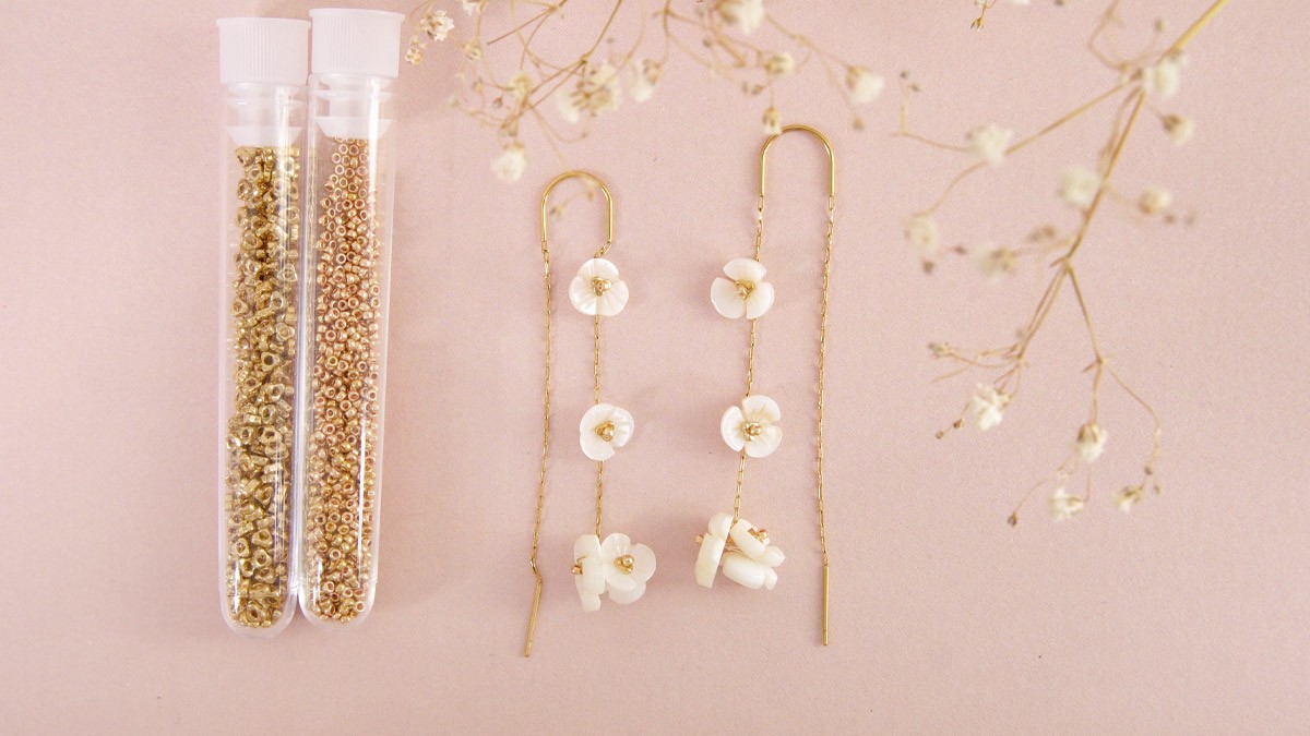 Mother of Pearl Double Flower Earrings