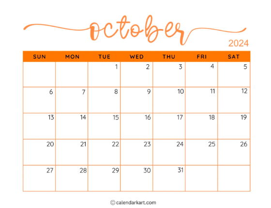 october calendar