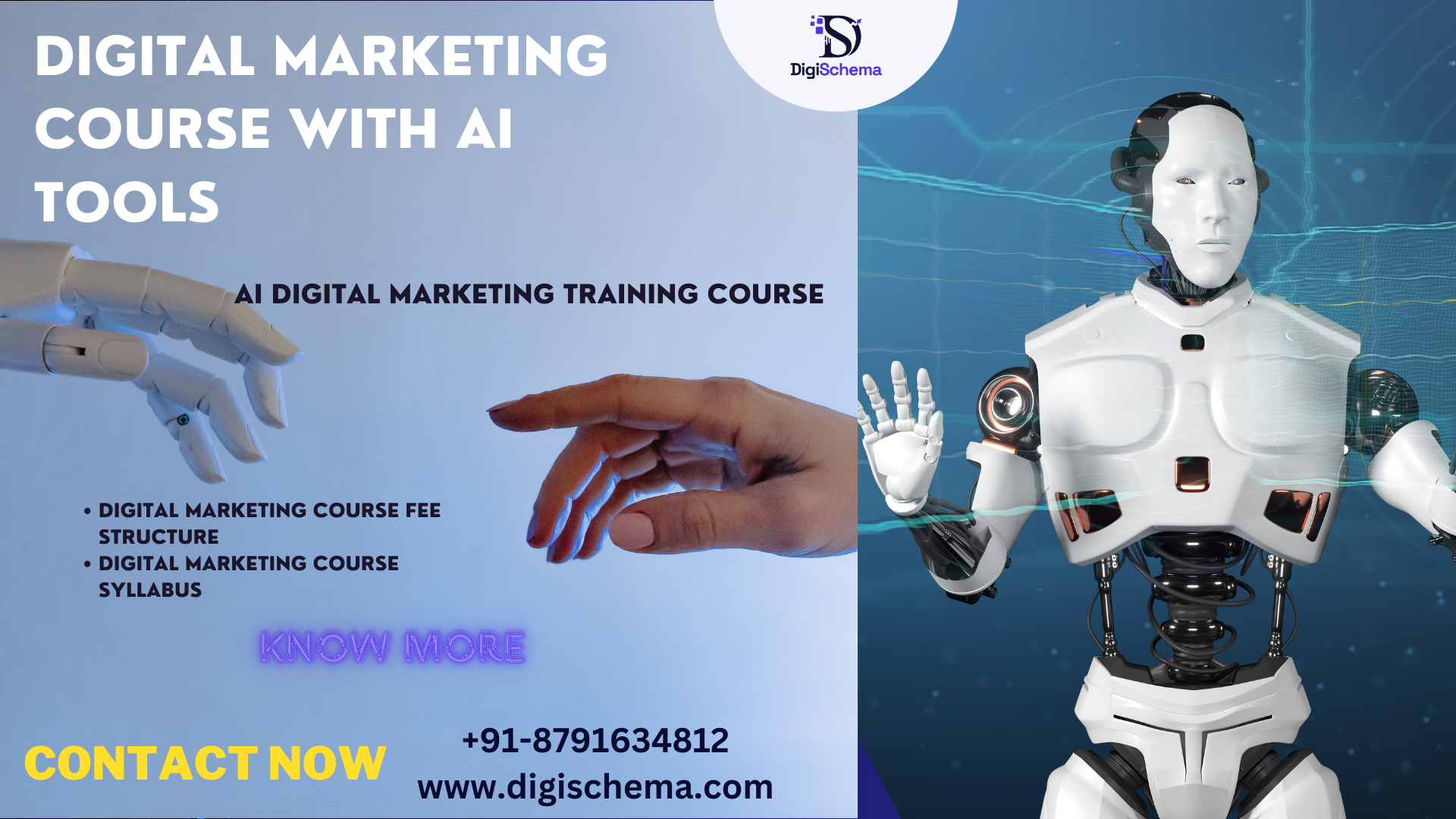 Digital Marketing Course With AI Tools And AI Digital Training Course and syllabus and Fee Structure and digi schema logo and contact details